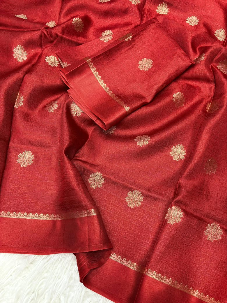 Pure viscose soft jute with satin patta border with jacquard putta sarees