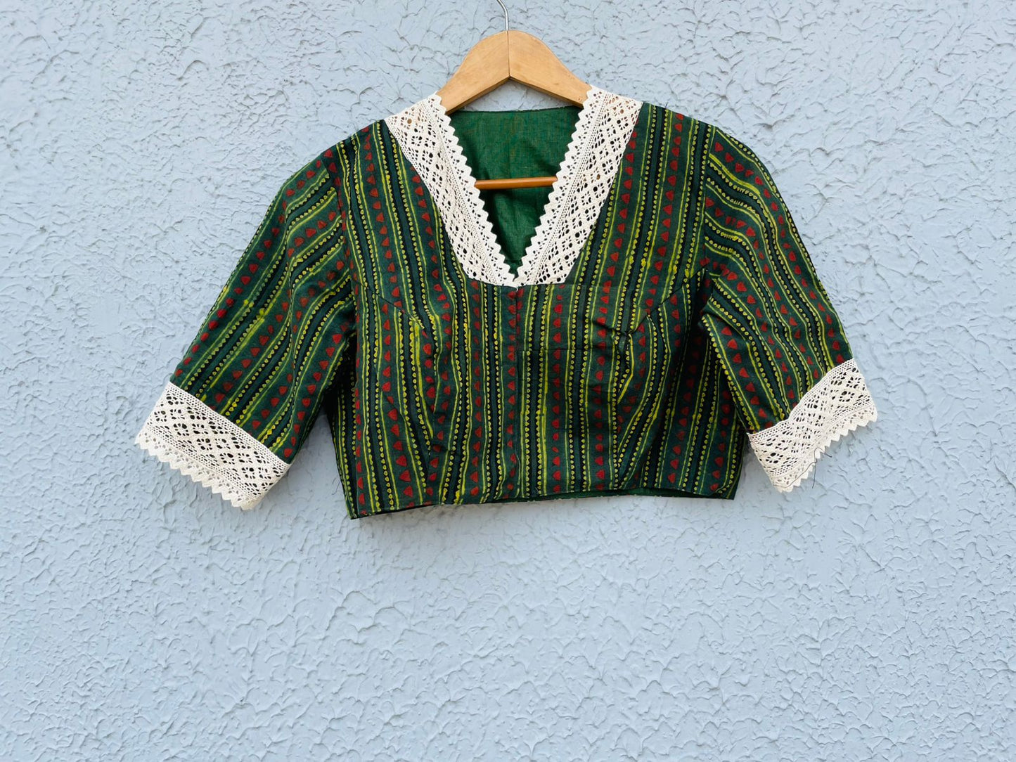 Cotton Printed With Lace Work - Premium Designer Blouse