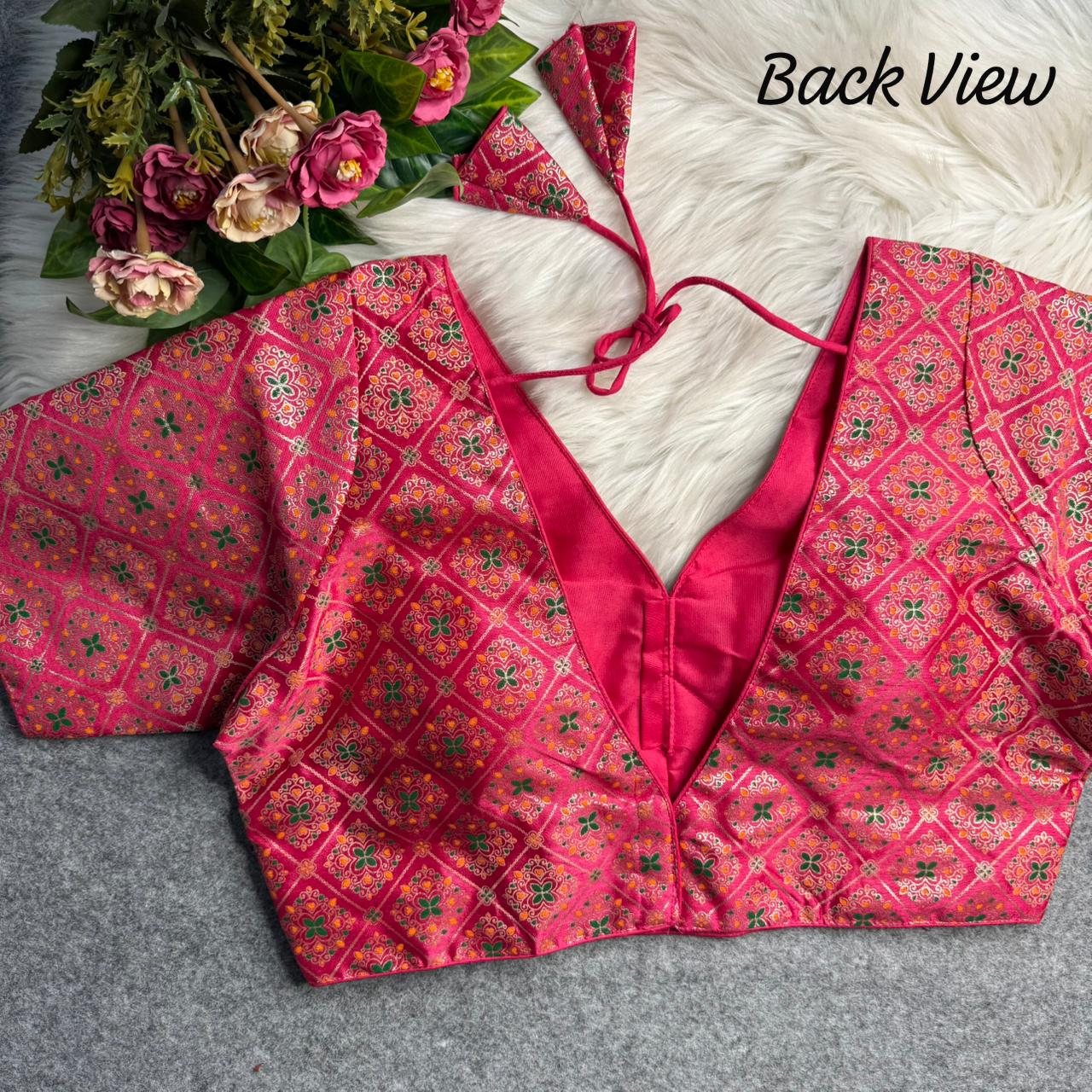Patoda print v neck ready made blouse