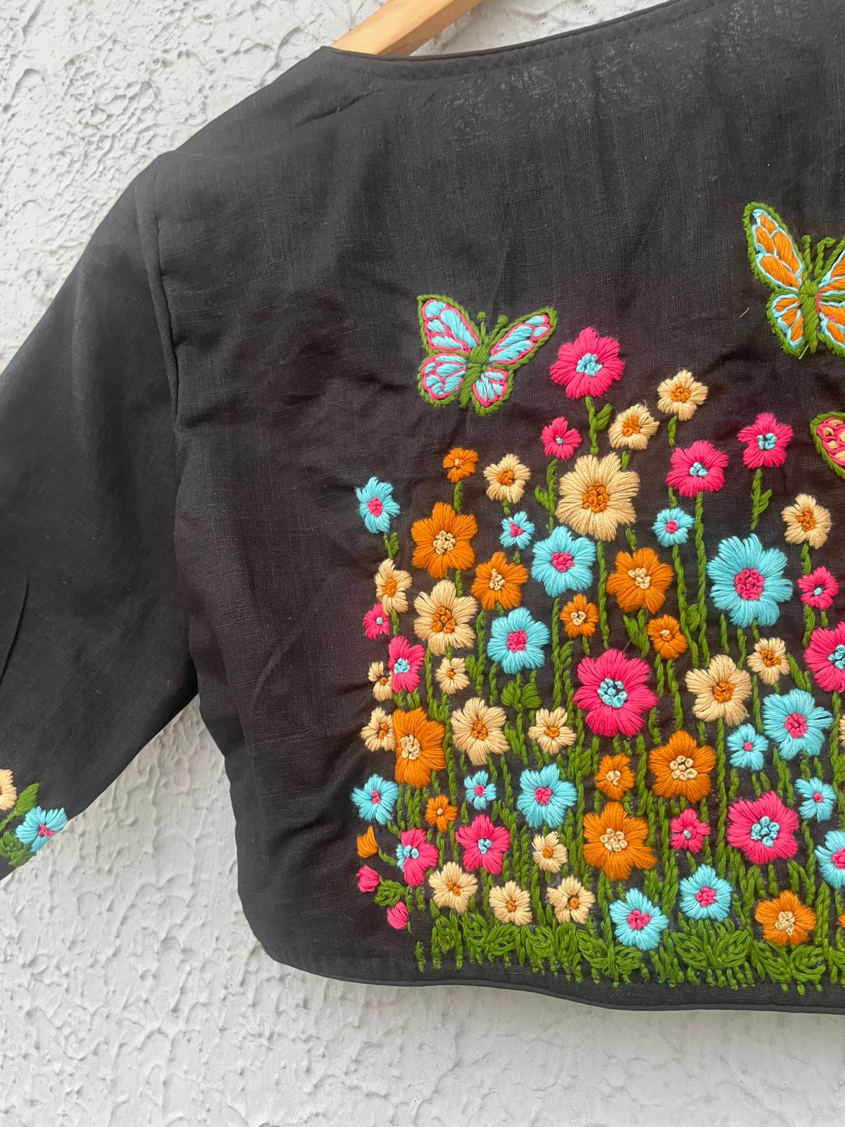 Cotton hand embroidered designer blouse