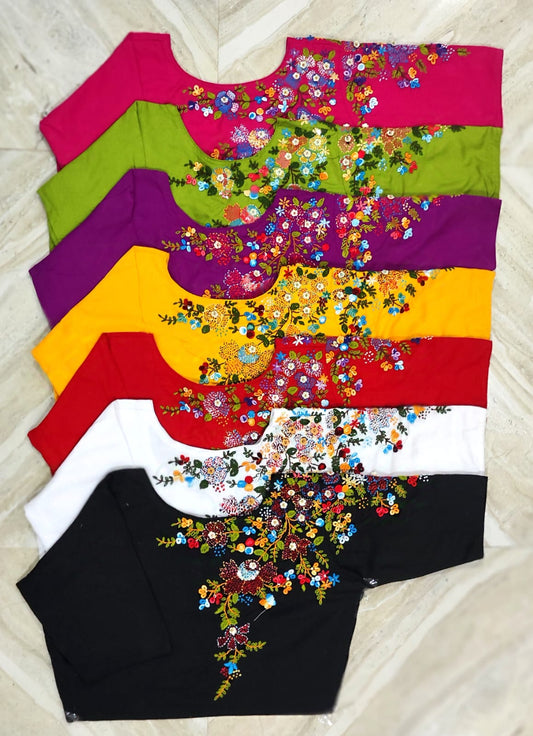Rainbow Kundan Malai Cotton - Premium Readymade Blouse
