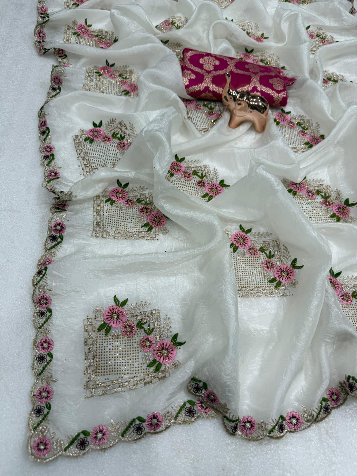 Pure paper silk crush saree