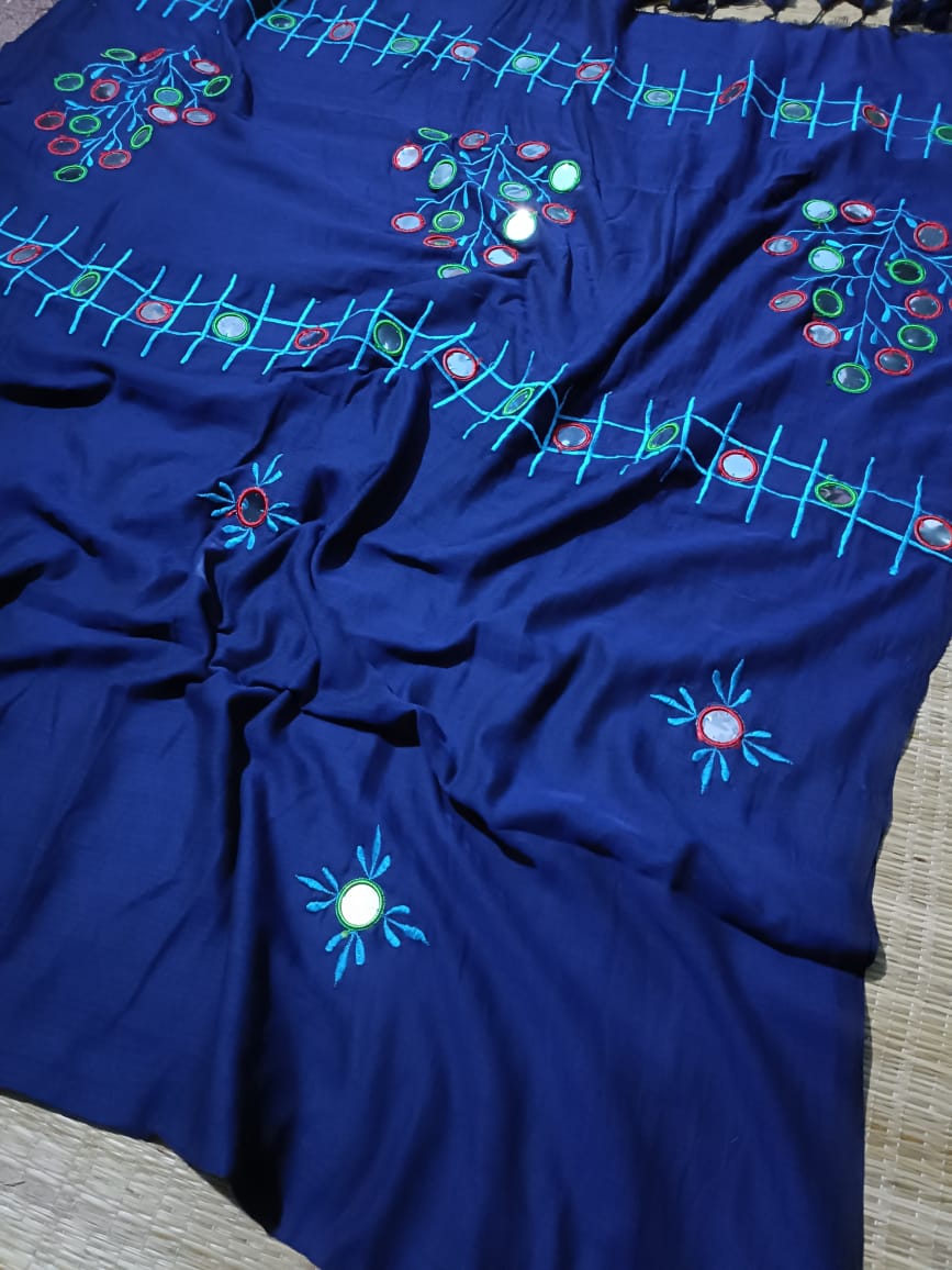 Pure Mulmul Cotton  Hand Embroidery Work  Saree