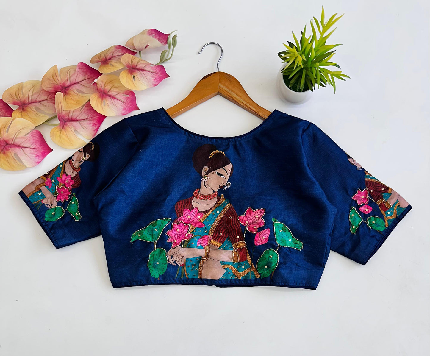 Pure Silk Fabric With Decent Print All Over - Premium Readymade Blouse