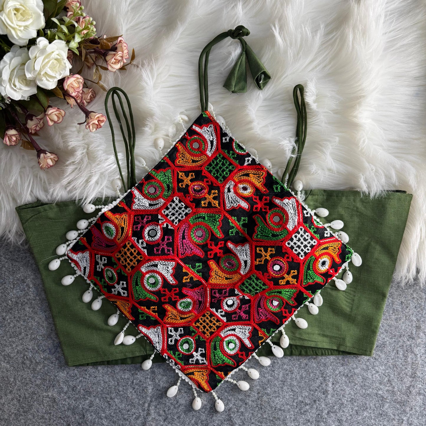 Heavy Embroidery With traditional Lace ready made blouse