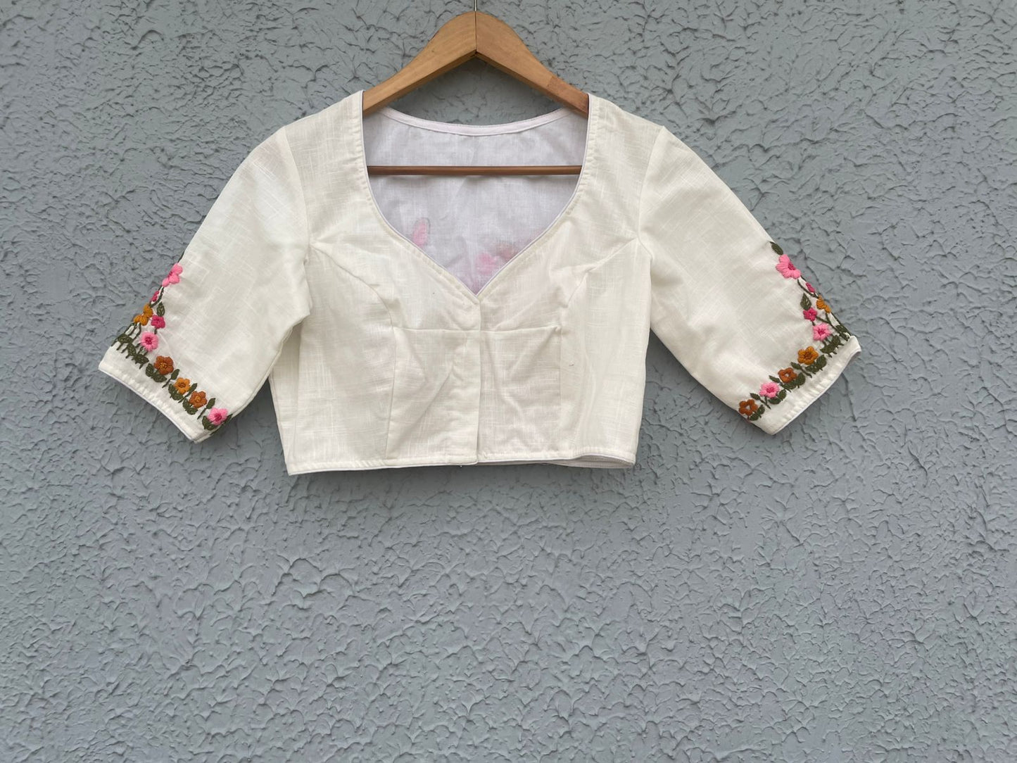 Cotton hand embroidered designer blouse