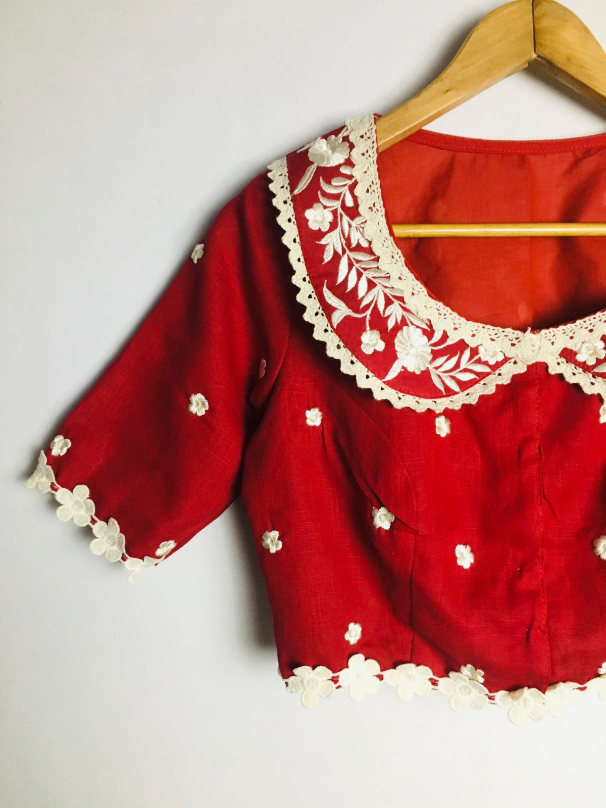 Cotton Embroidery Collar Neck - Premium Designer Blouse