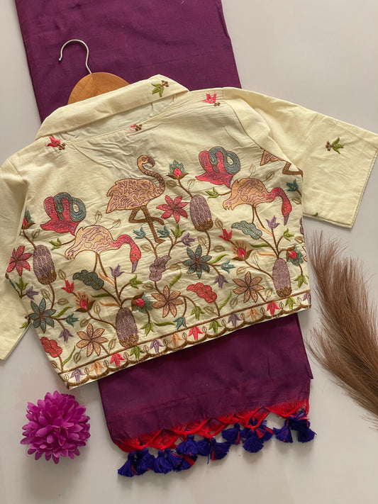 PRESENTING ORIGINAL COTTON COLLAR NECK BLOUSE WITH COTTON SAREE