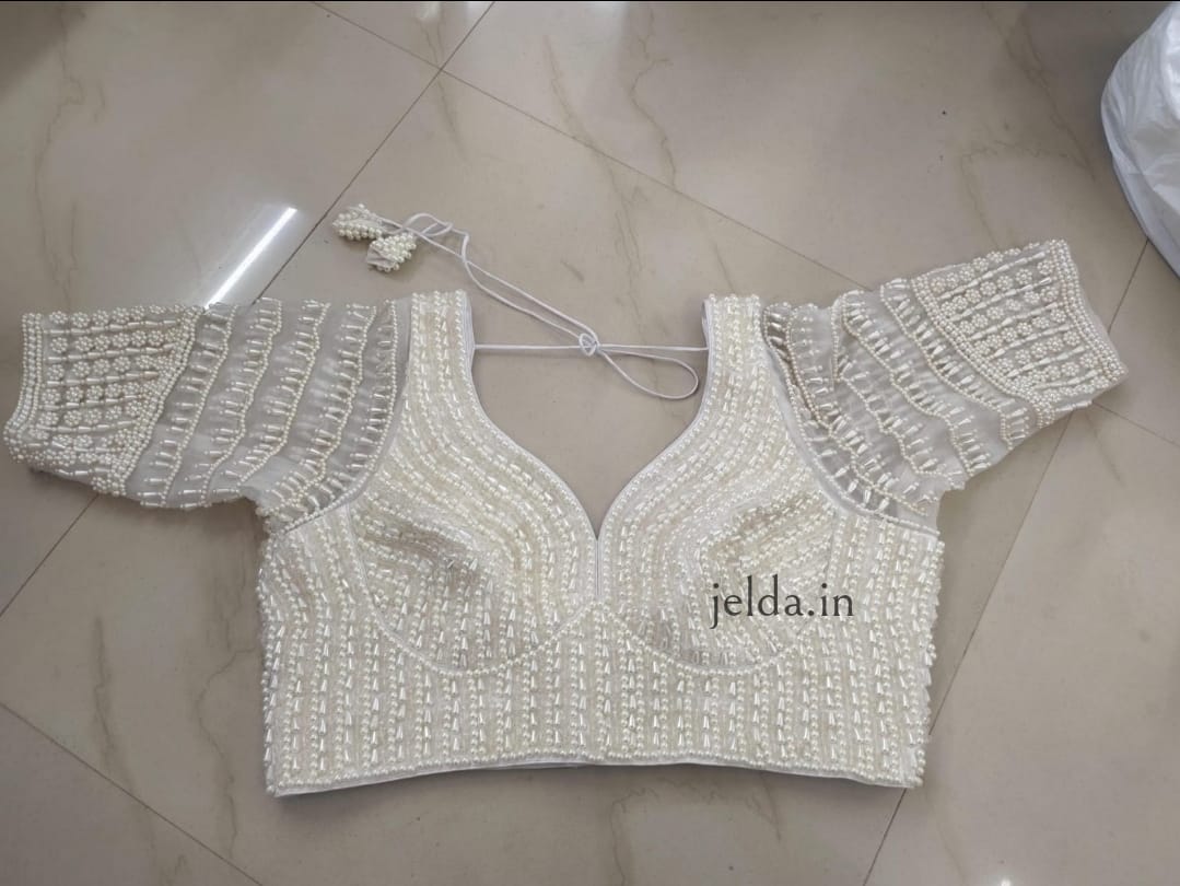 Exclusive pearl and net work - custom made blouses