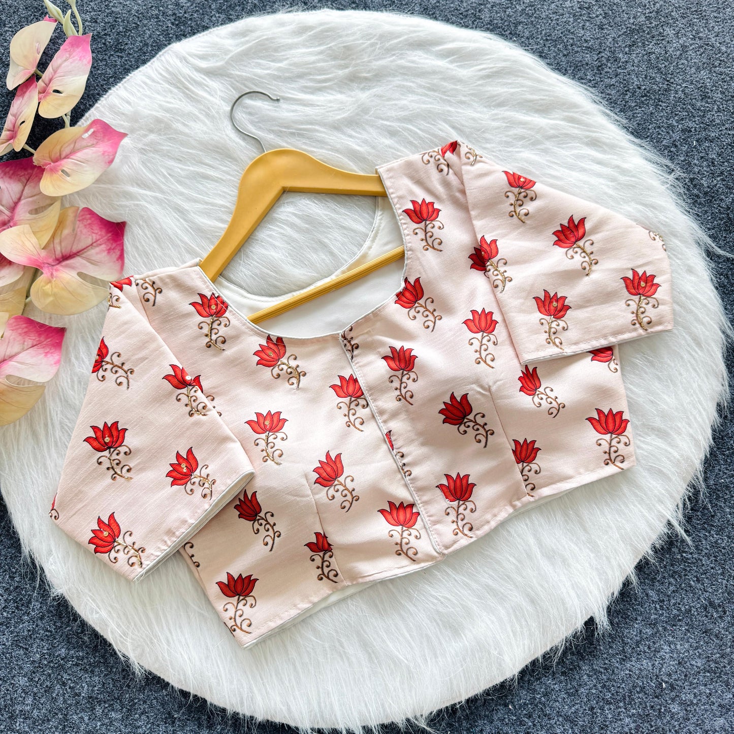 Pure silk fabric with Decent print ready made blouses