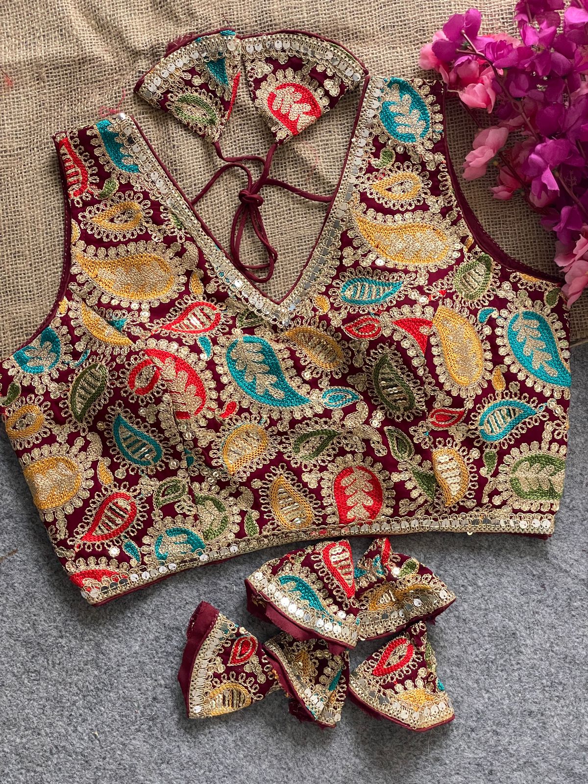 Premium Kashmiri work ready made blouse
