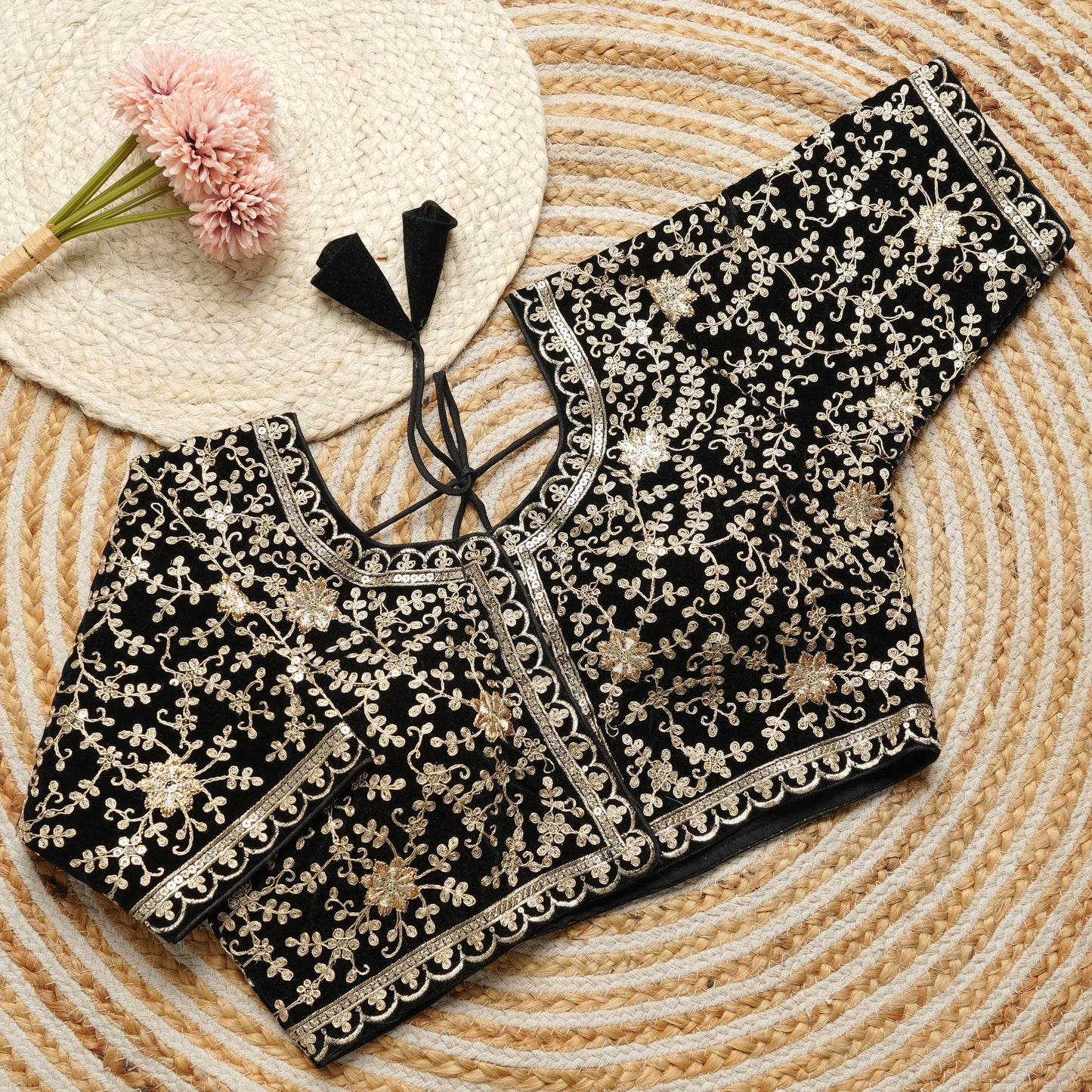 Heavy embroidery work touch up with sequins all over ready made blouses