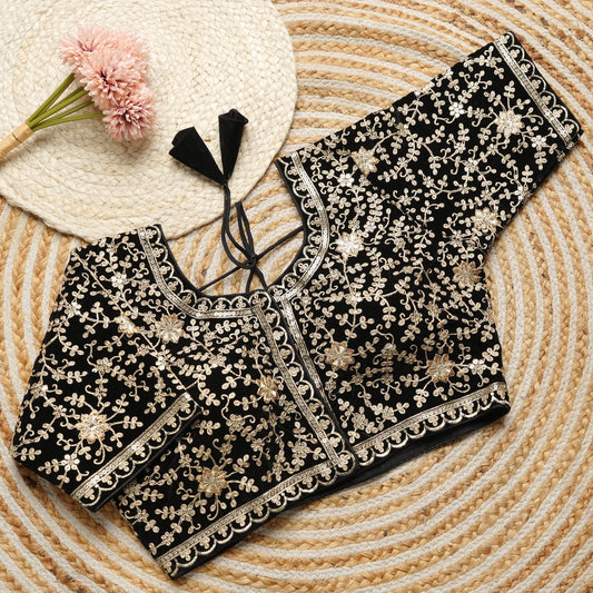 Heavy embroidery work touch up with sequins all over ready made blouses