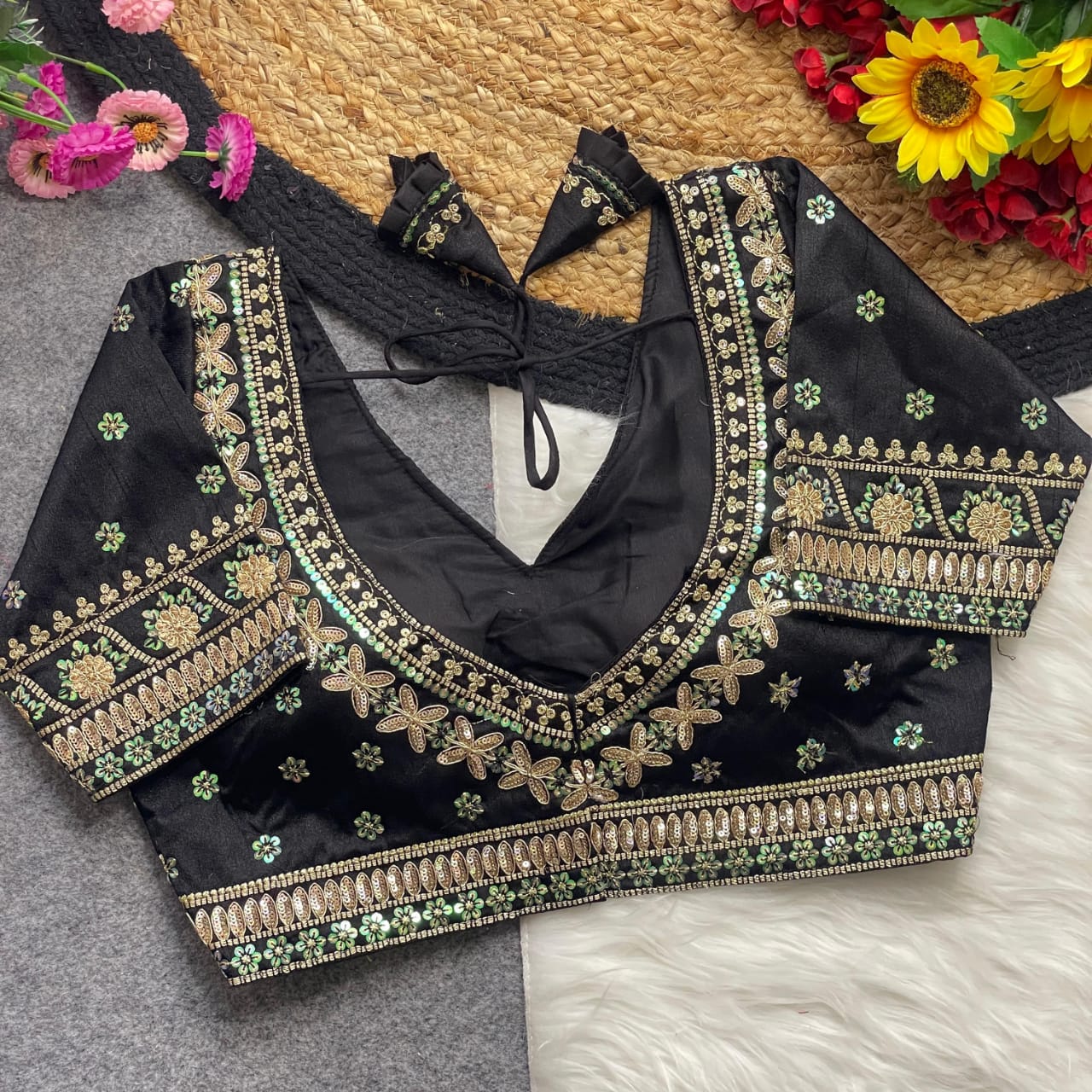 BEAUTIFUL APPLE CUT HEAVY CODDING+THREAD WORK BRIDAL  - PREMIUM READYMADE BLOUSE