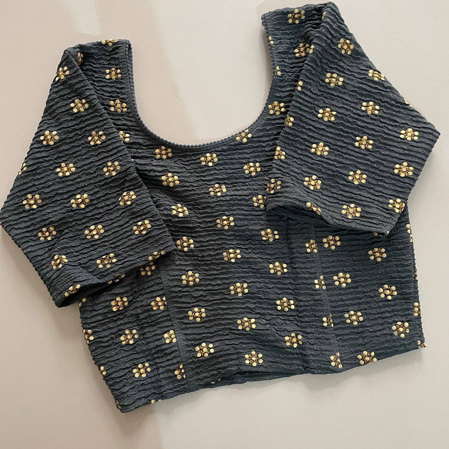 STRETCHABLE CRUSH WITH FOIL WORK - PREMIUM READY MADE BLOUSE