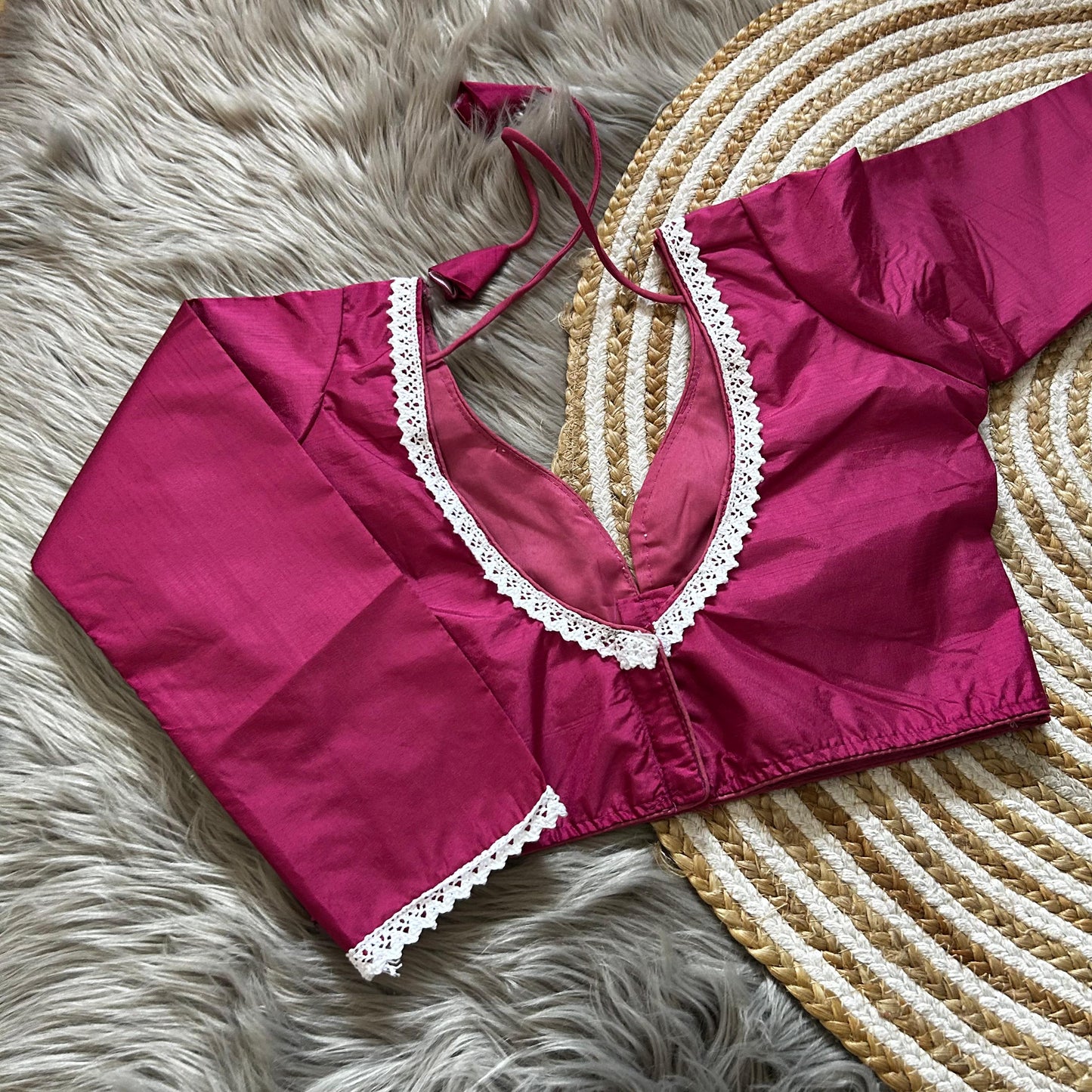 Pure Dola Silk full sleeve ready made blouse