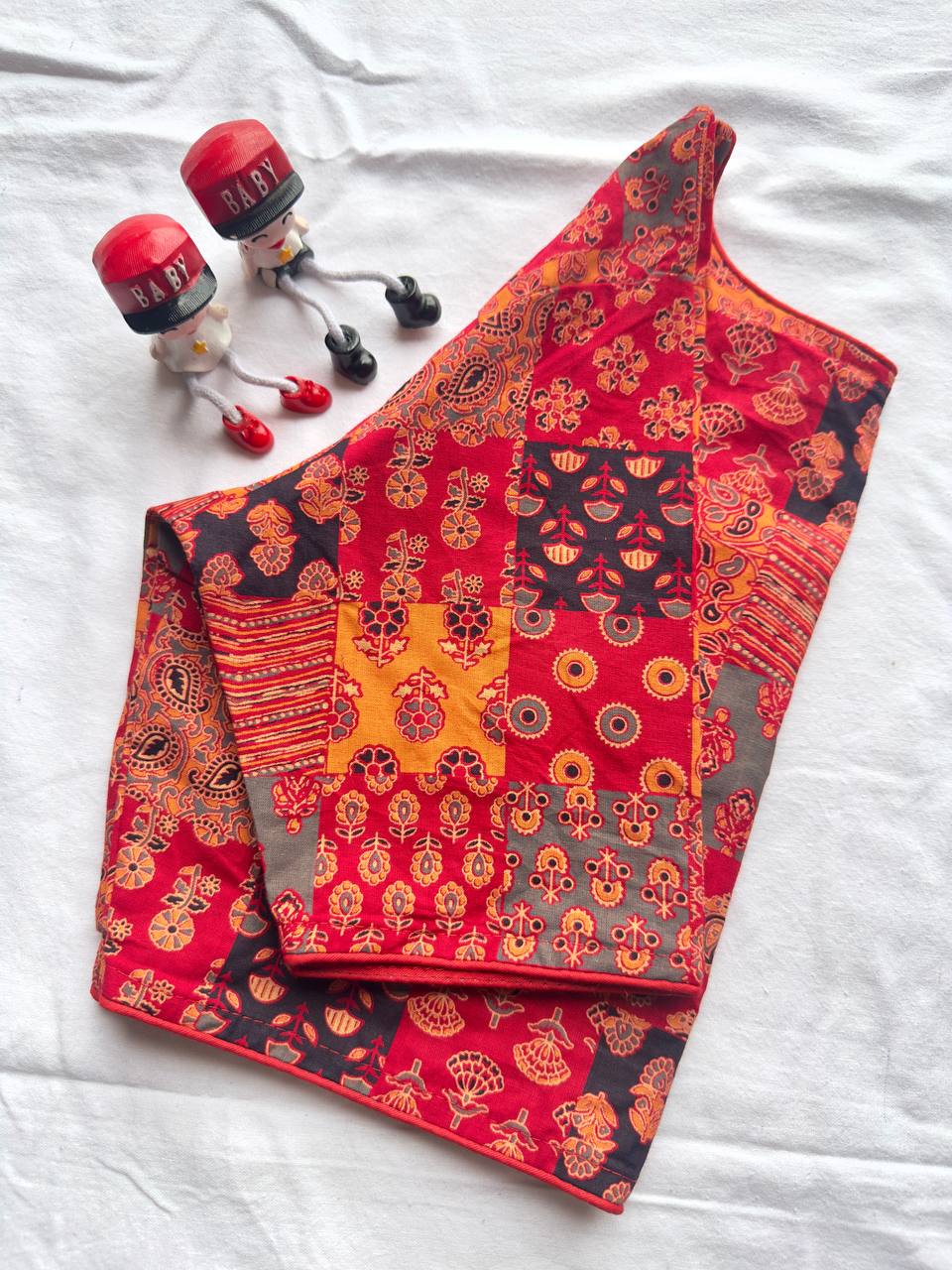 Pure Ajrakh HandBlock Cotton - Premium Readymade Blouse