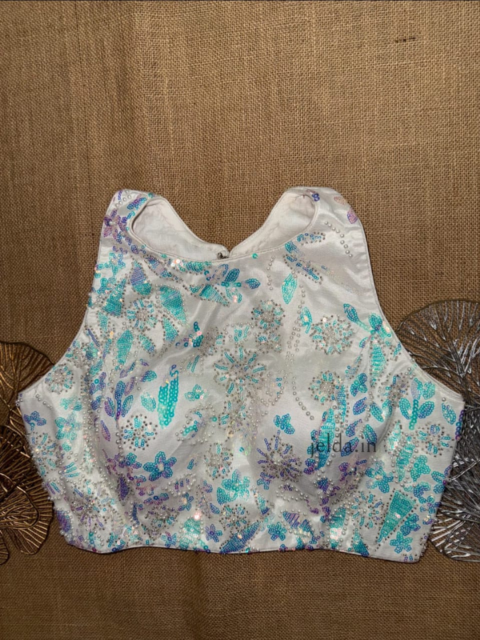 High-Neck Heavy Embroidered Blouses – Designer Sequin Edition