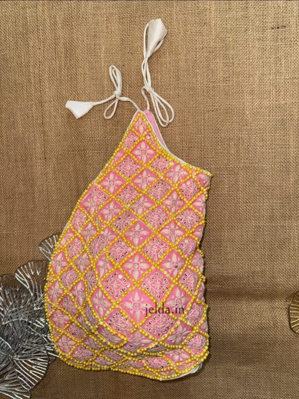 Elegant Spaghetti Strap Chikankari Bralette Closed High Neck Blouse – Soft Pastels