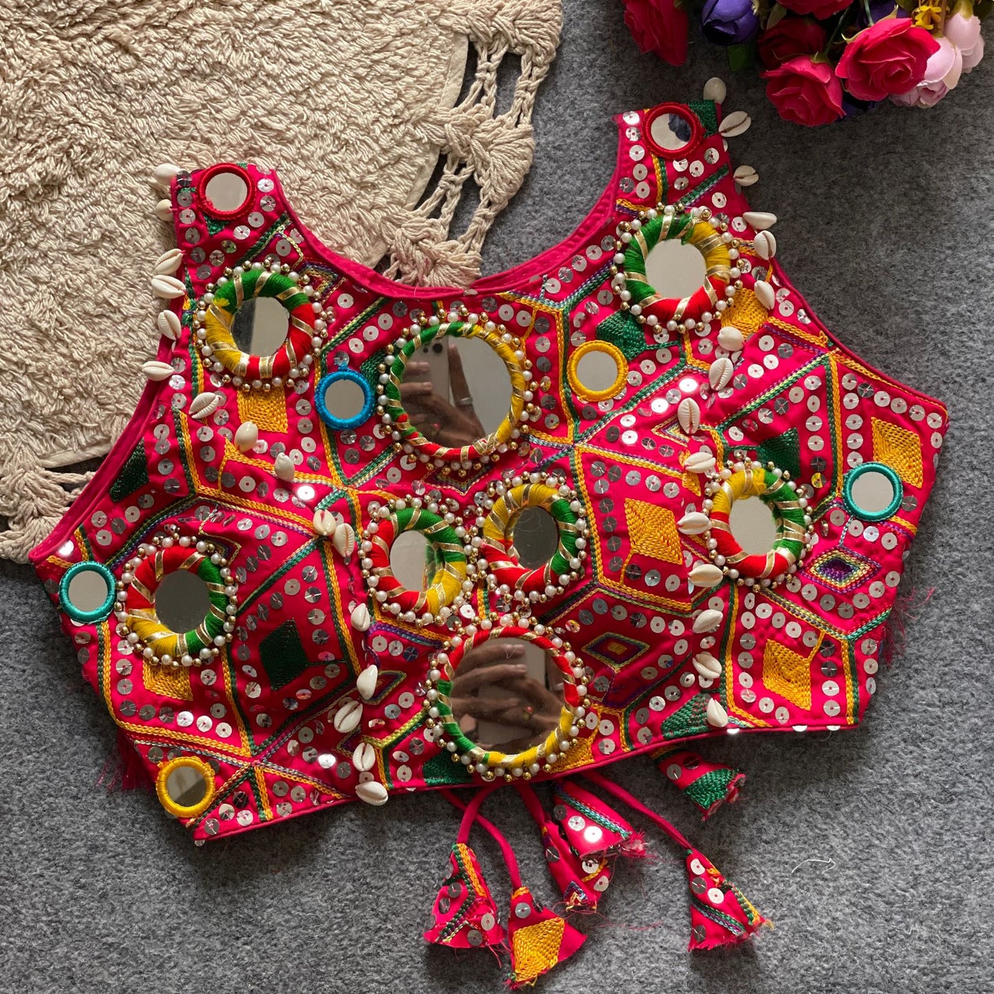 REAL MIRROR WITH MULTI THREAD WORK - PREMIUM READY MADE BLOUSE