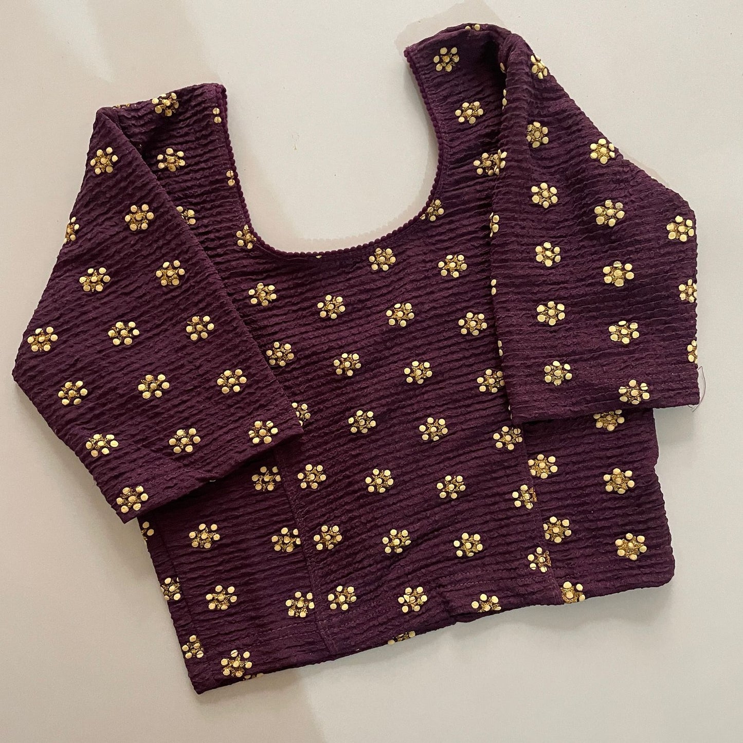 STRETCHABLE CRUSH WITH FOIL WORK - PREMIUM READY MADE BLOUSE
