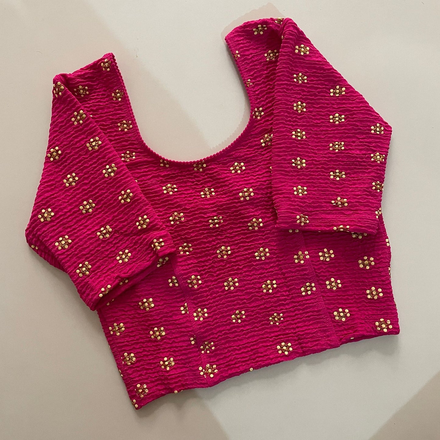 STRETCHABLE CRUSH WITH FOIL WORK - PREMIUM READY MADE BLOUSE