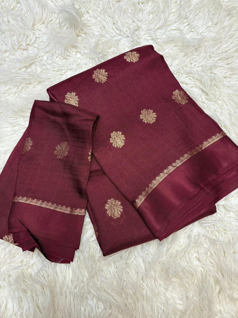 Pure viscose soft jute with satin patta border with jacquard putta sarees
