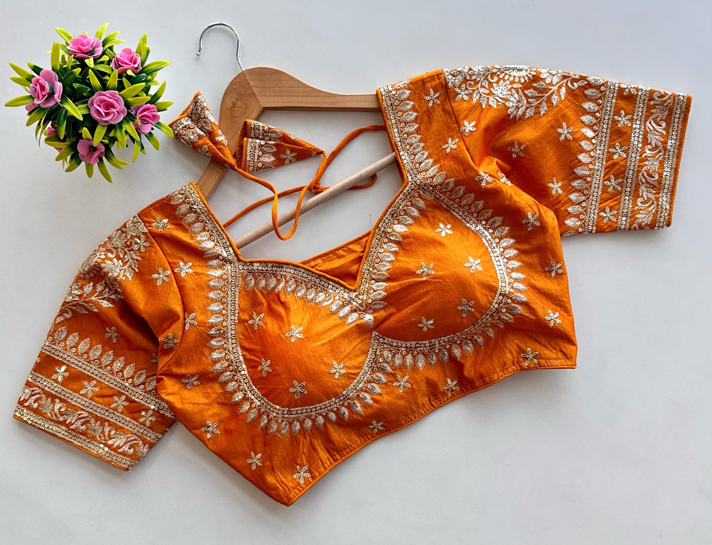 Golden Embroidery With Sequins Touch Up All Over - Premium Readymade Blouse