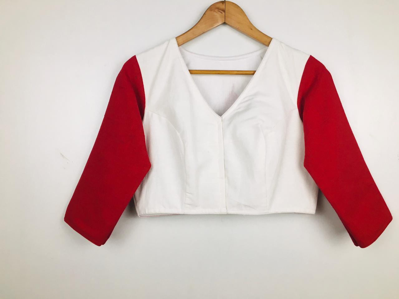 Cotton machine embroidered designer blouse