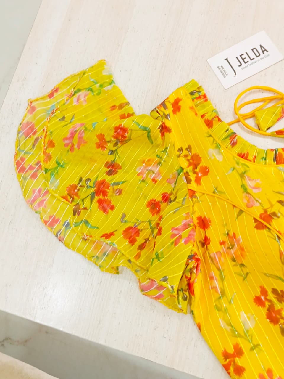 Print work frill sleeve ready made blouse