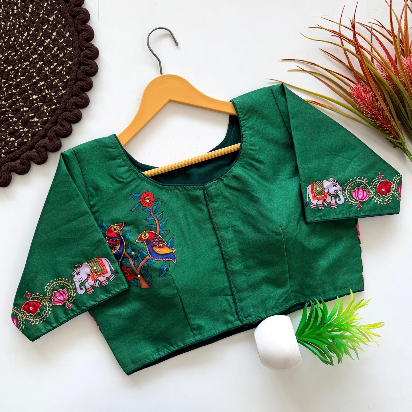 Pure silk with Decent print ready made blouse