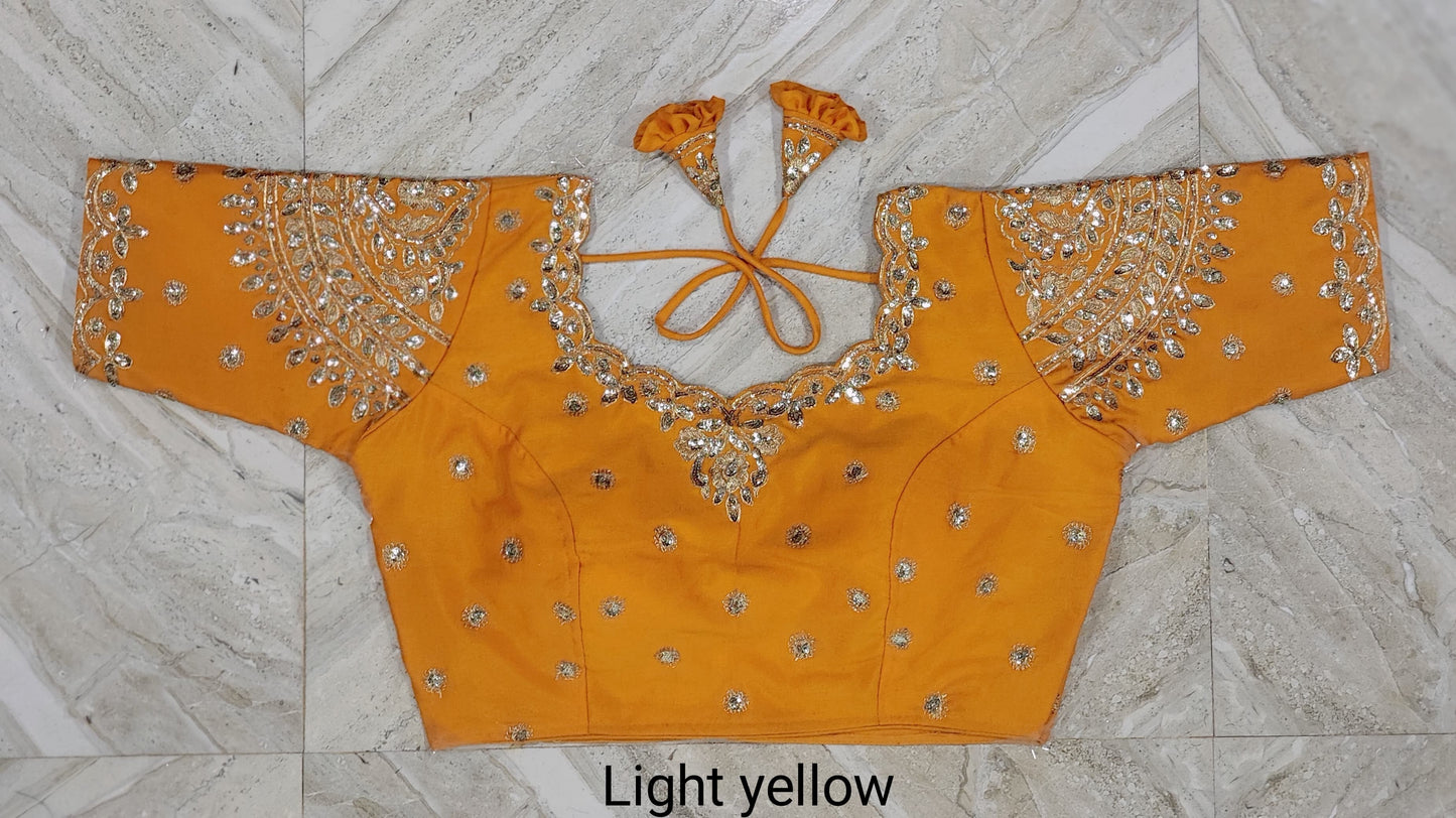 Bridal soft smooth silk ari work ready made blouse