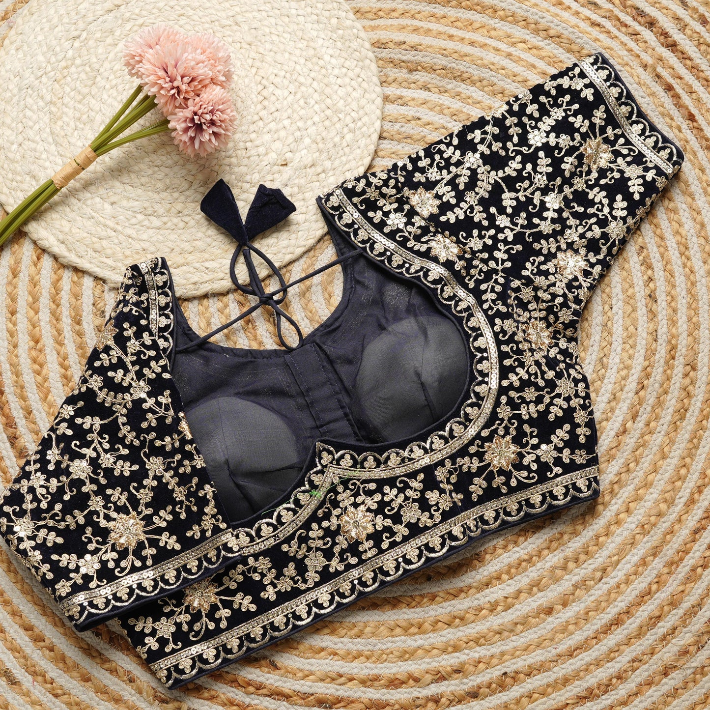Heavy embroidery work touch up with sequins all over ready made blouses