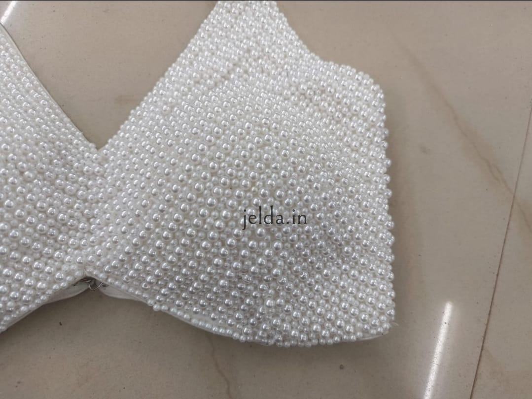 Exclusive pearl work v neck - custom made blouses