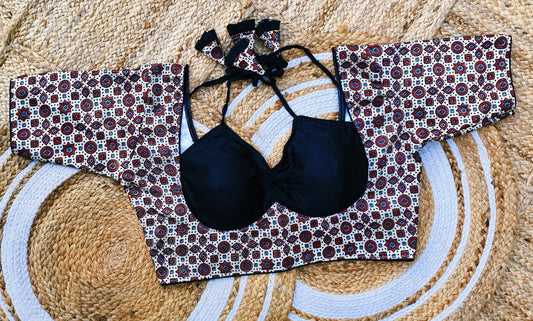Modal silk halter neck ready made blouse