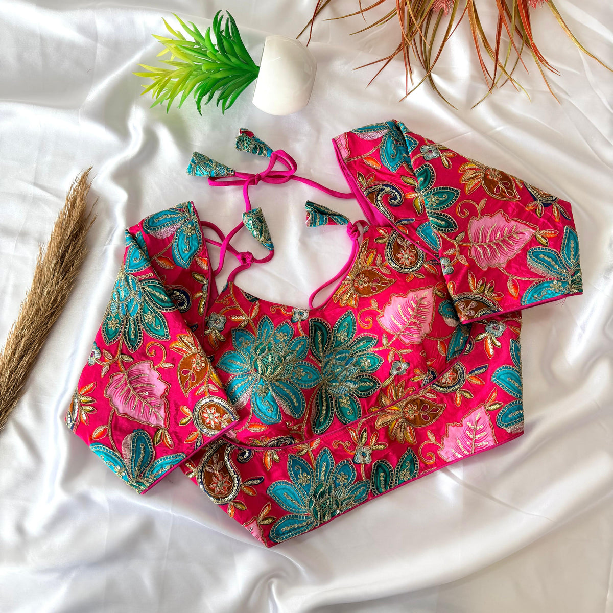 Beautiful flower print all over ready made blouse