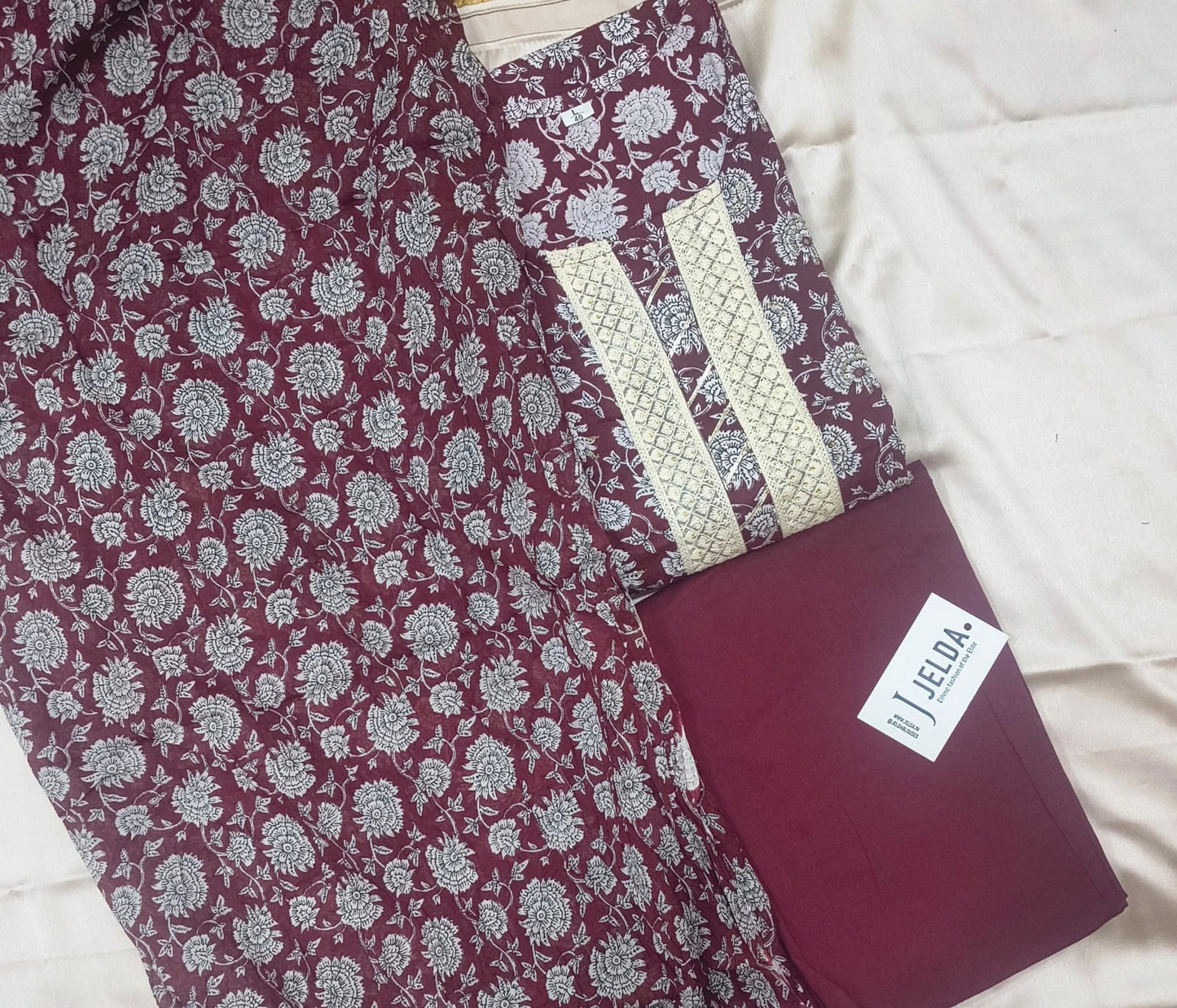 Cotton printed work with lace salwar suit