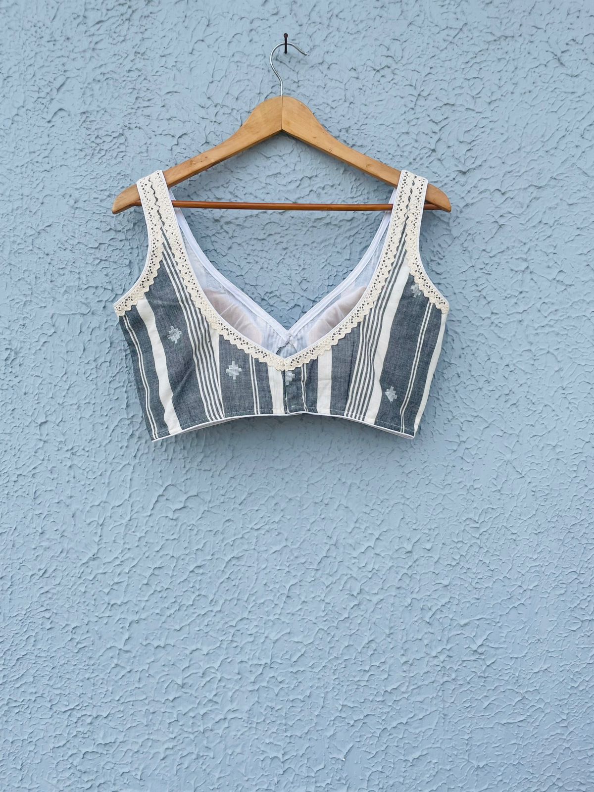 cotton with lace work sleeveless designer blouse