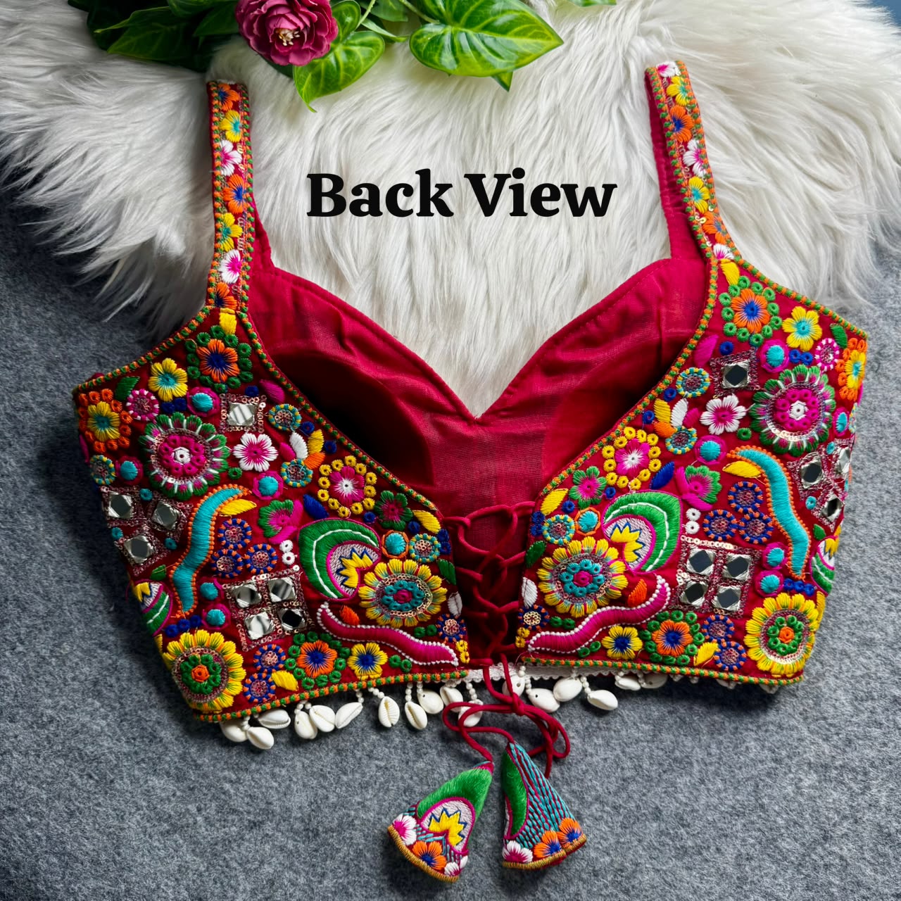 Heavy Real Mirror + Thread & Work ready made blouse