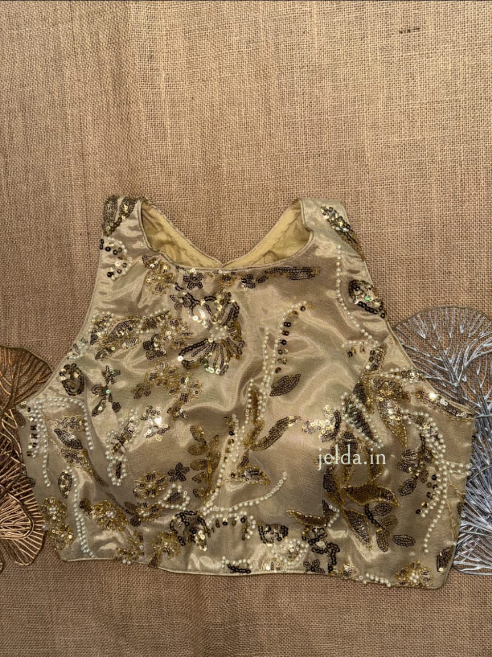 High-Neck Heavy Embroidered Blouses – Designer Sequin Edition