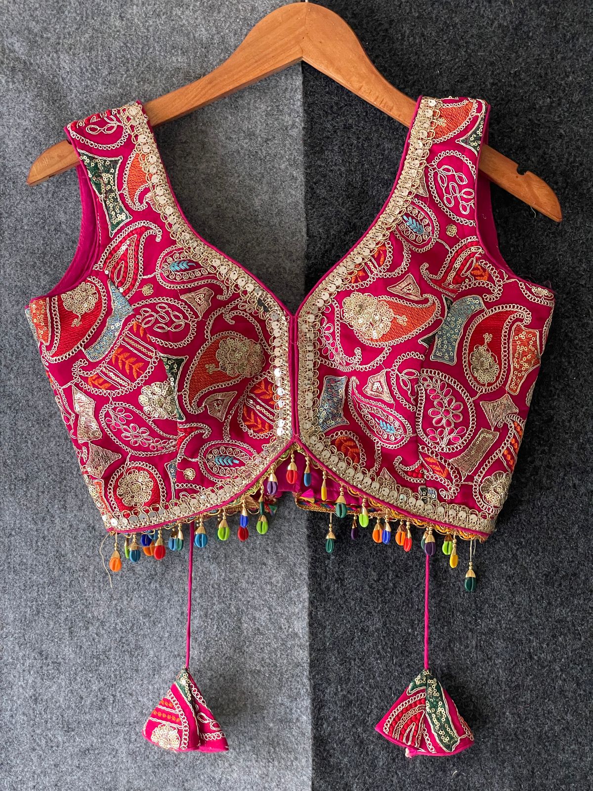 Heavy Pure Viscose Thread Embroidery Work - Premium Readymade Blouse