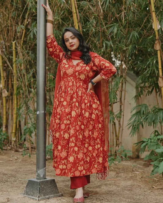 Cotton anarkali salwar suit