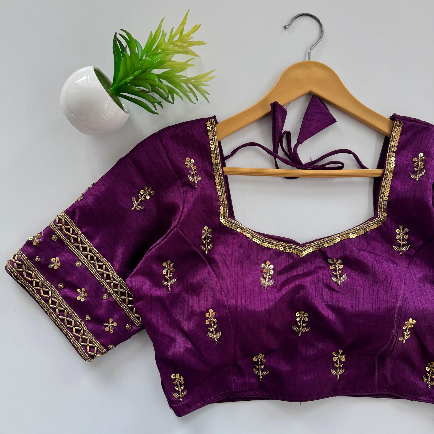 Beautiful handwork all over front and sleeves with designer handwork ready made blouse