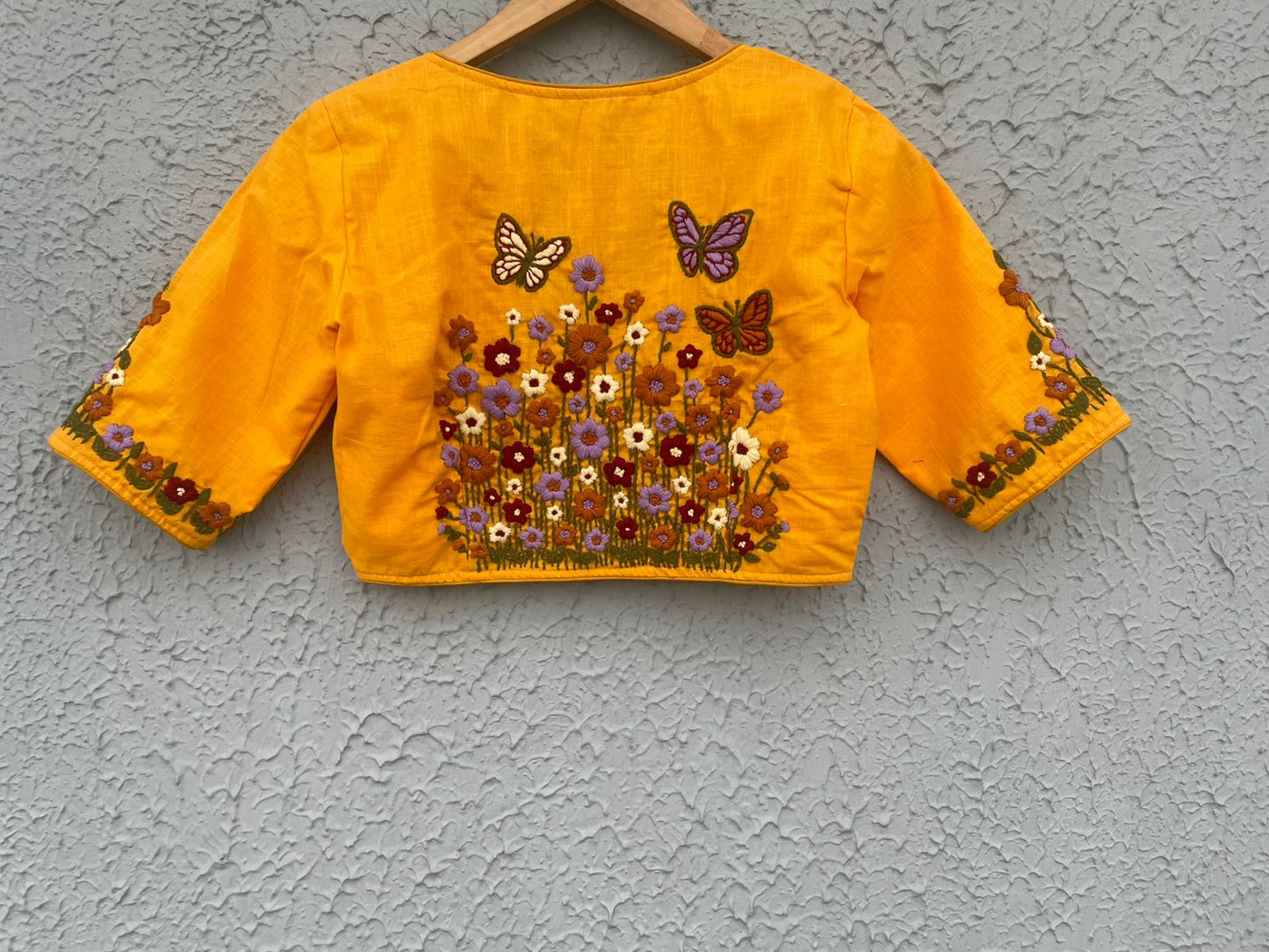 Cotton hand embroidered designer blouse