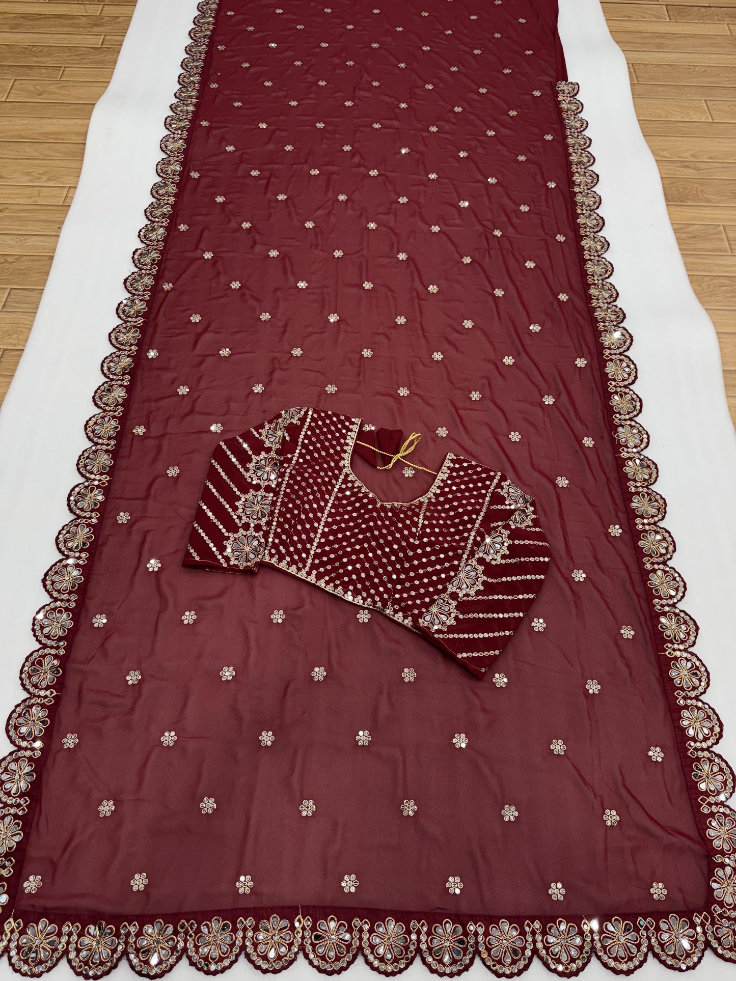 FAUX GEORGETTE WITH HEAVY SEQUINS EMBROIDERY WORK IN SAREE