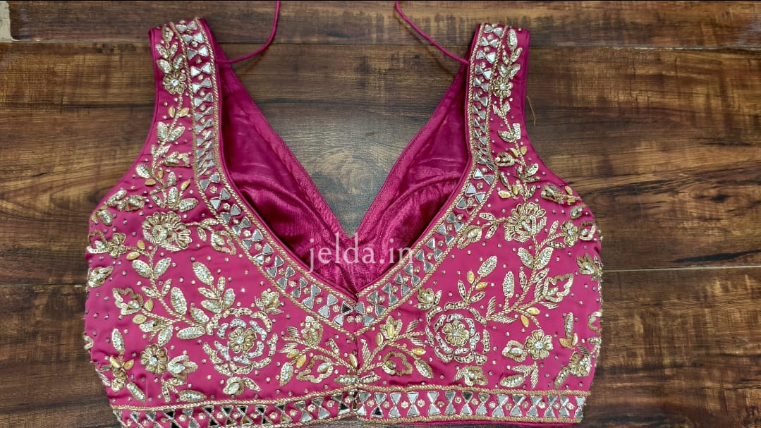 Heavy Embroidery work sleeveless - custom made blouses