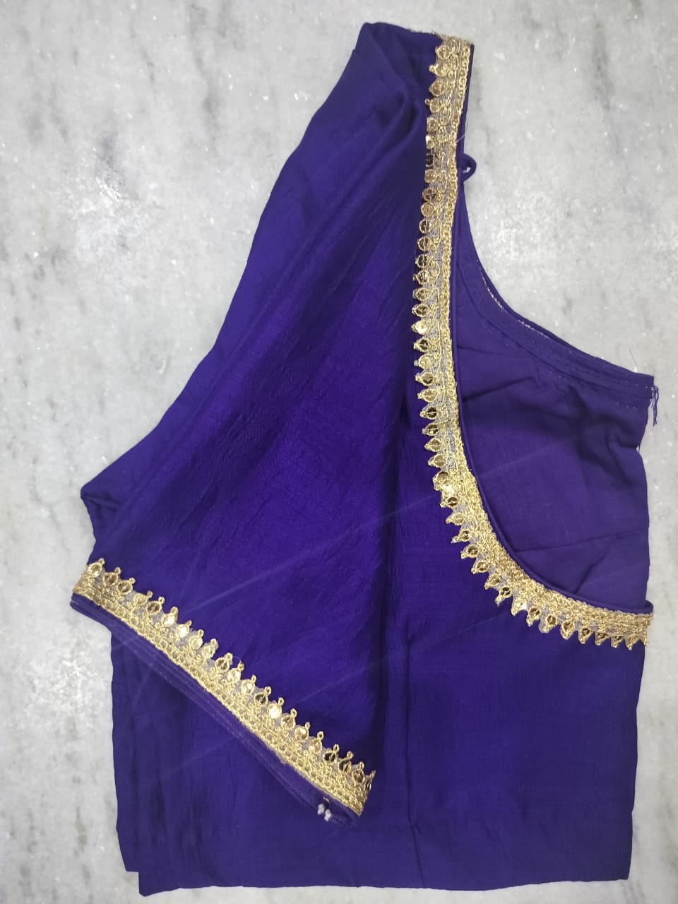 Soft silk golden lace ready made blouse