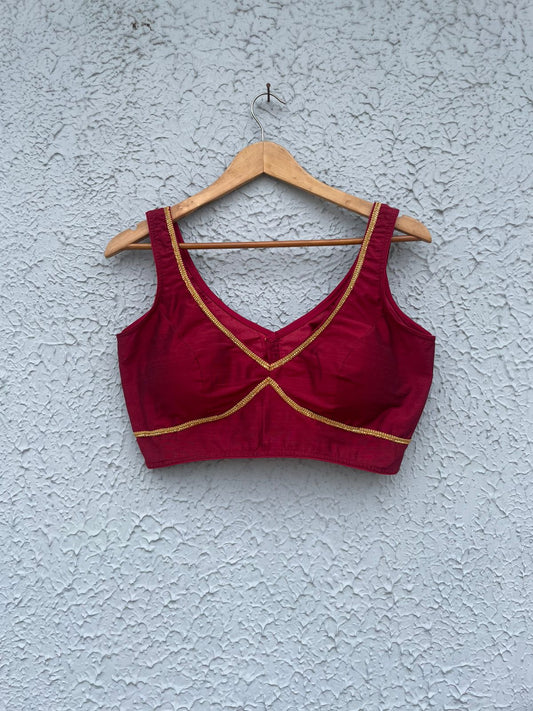 Raw silk with golden lace work designer blouses