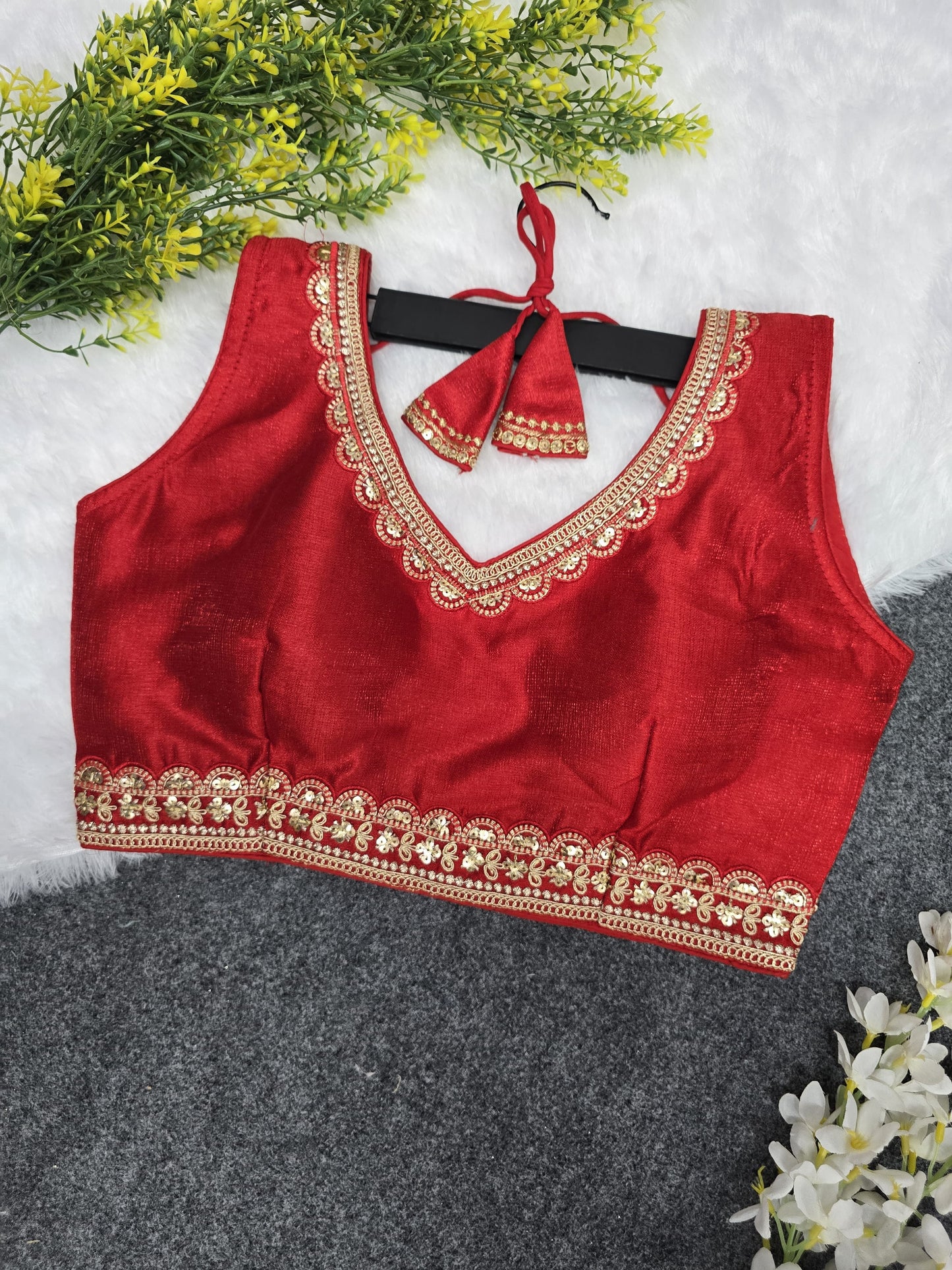 Slub silk partywear ready made blouses