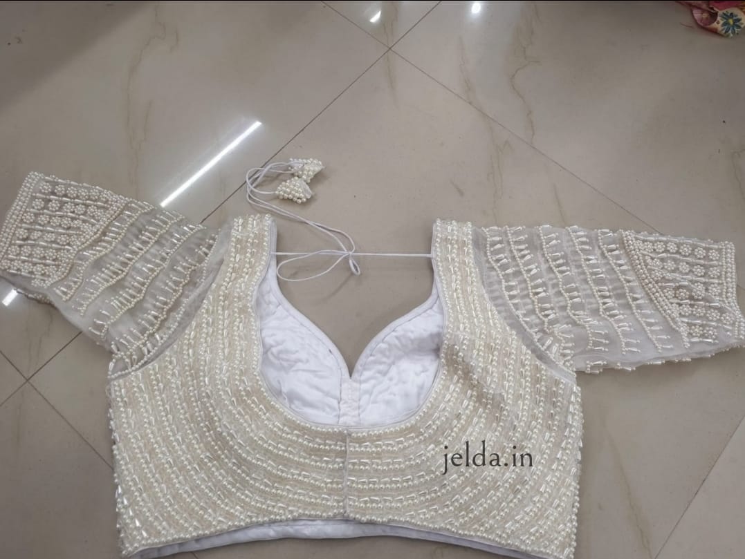 Exclusive pearl and net work - custom made blouses